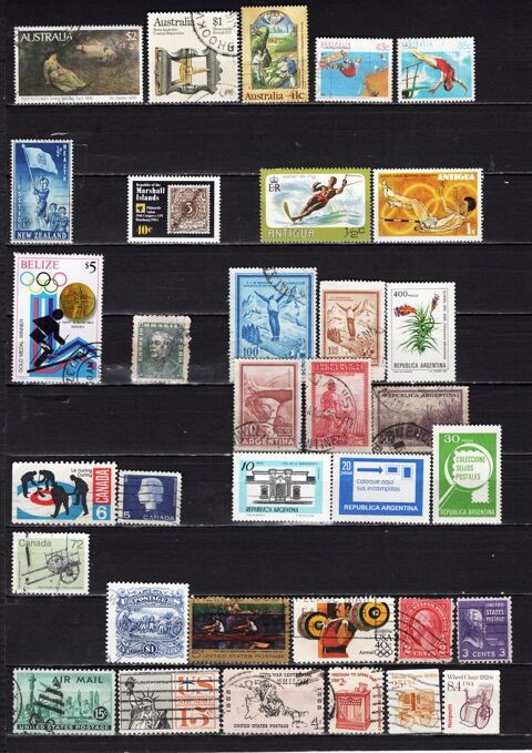 lot de 79 timbres d'AMERIQUE et d'OCEANIE 3 Les �glisottes-et-Chalaures (33)