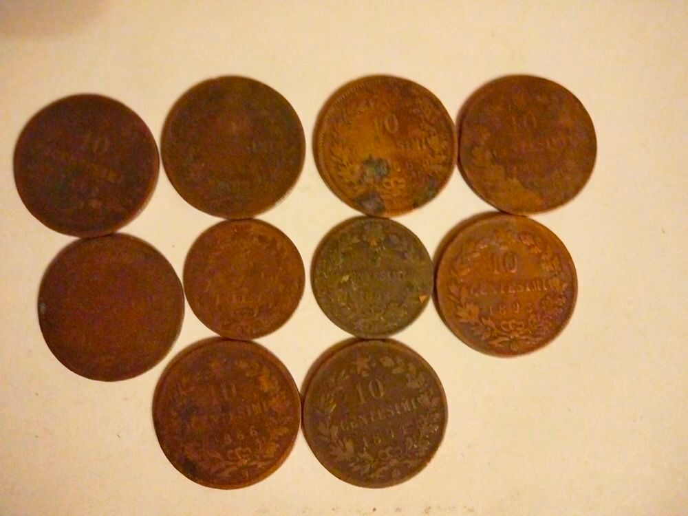 lot de 10 anciennes pi&egrave;ces de monnaie Italie 