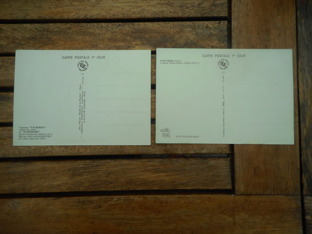 lot de 2 cartes postales premier jour de Louviers et Lanv&eacute;oc 