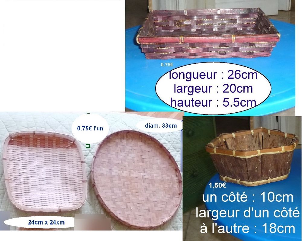 Paniers et coupelles en osier - 0.75€ &agrave; 3€ Décoration