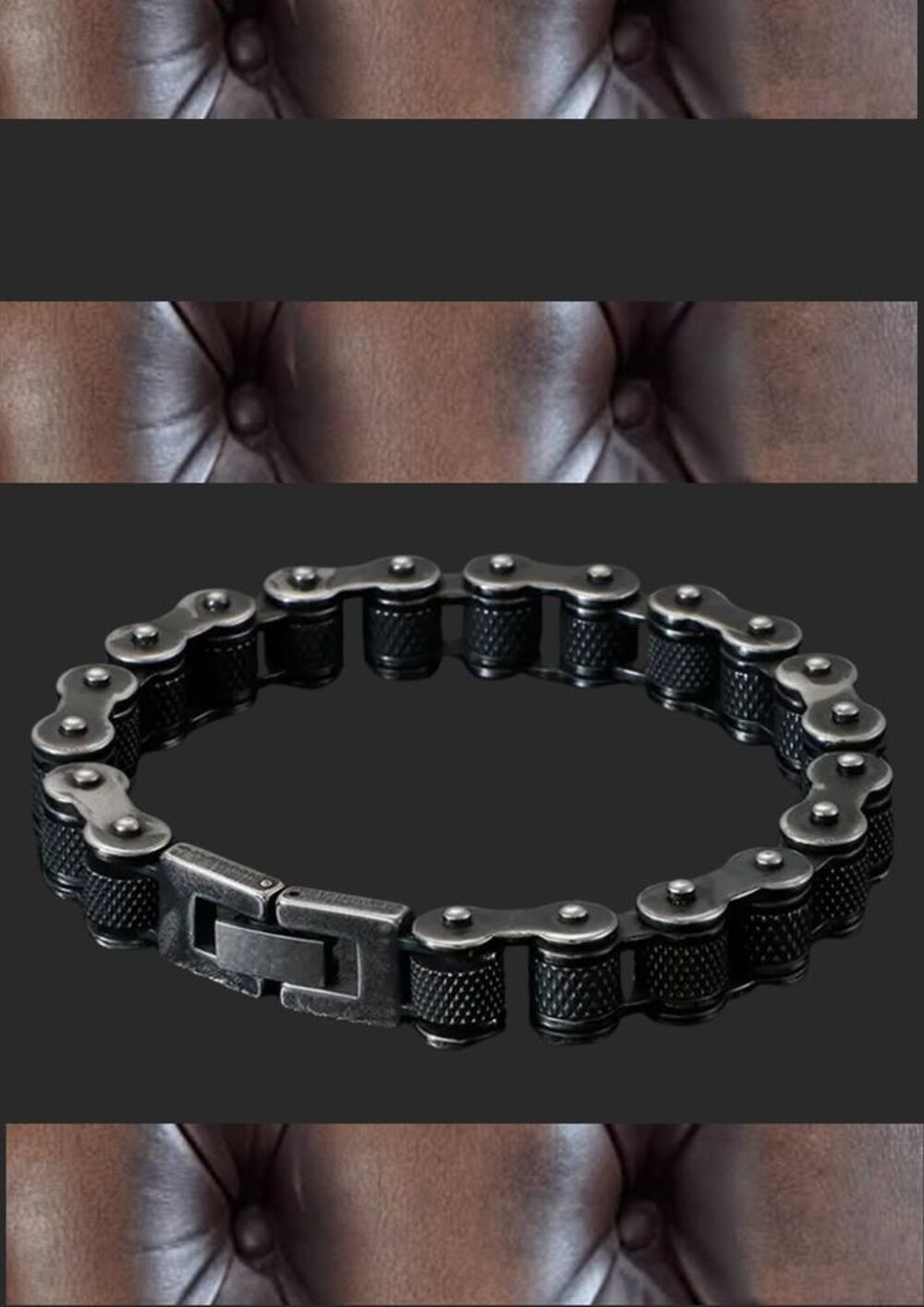 Bracelet Cha&icirc;ne de Moto Acier d'Inspiration Vintage Bijoux et montres