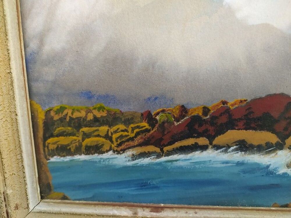 Tableau Marine Penmarch Rocher des Naufrag&eacute;s Sign&eacute; WM 