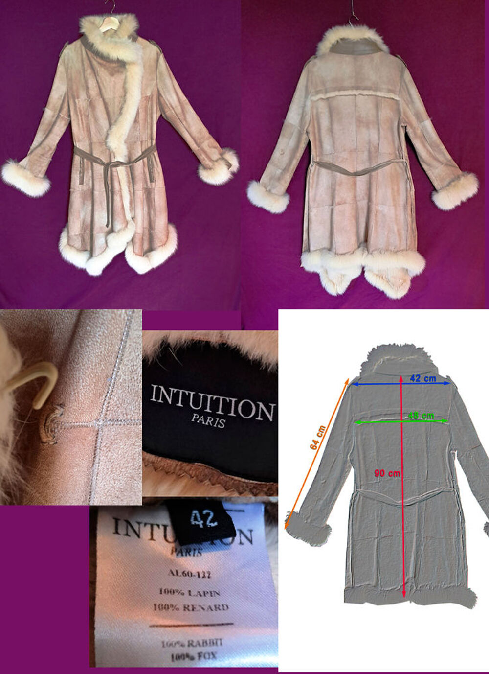 Manteau fourrure Intuition Taille 42 Vêtements