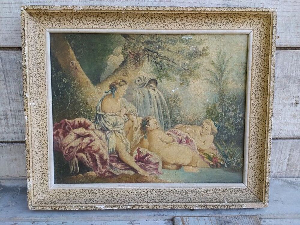 Tableau Baigneuses Dlg de Fran&ccedil;ois Boucher Sign&eacute; L. Roux 