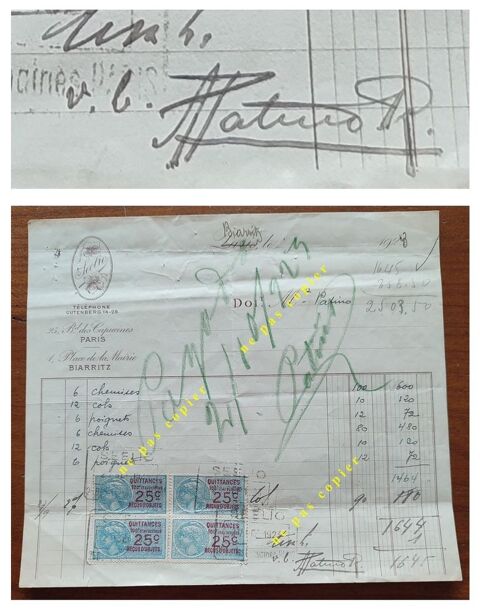 Autographe Simón I. Patiño  13 documents 1926 / 1929 Bruay-la-Buissière (62)