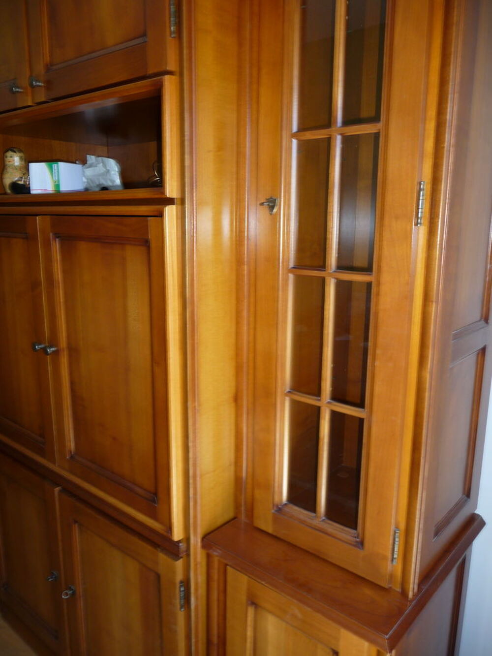 MEUBLE BIBLIOTHEQUE TV HIFI MERISIER MASSIF Meubles