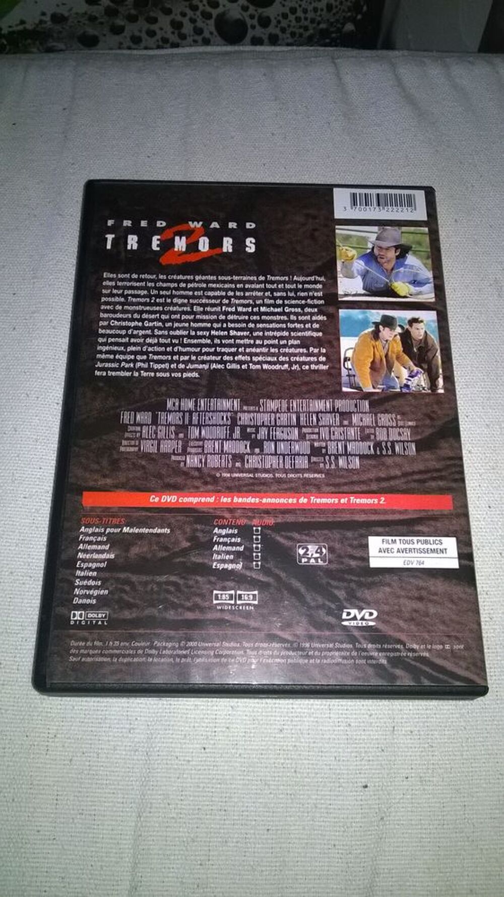 DVD Tremors 2, les dents de la terre
Fred Ward
2000
Excel DVD et blu-ray