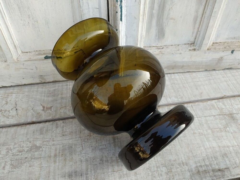 Vase Verre Fum&eacute; Vintage Design Scandinave Ingridglaser Décoration