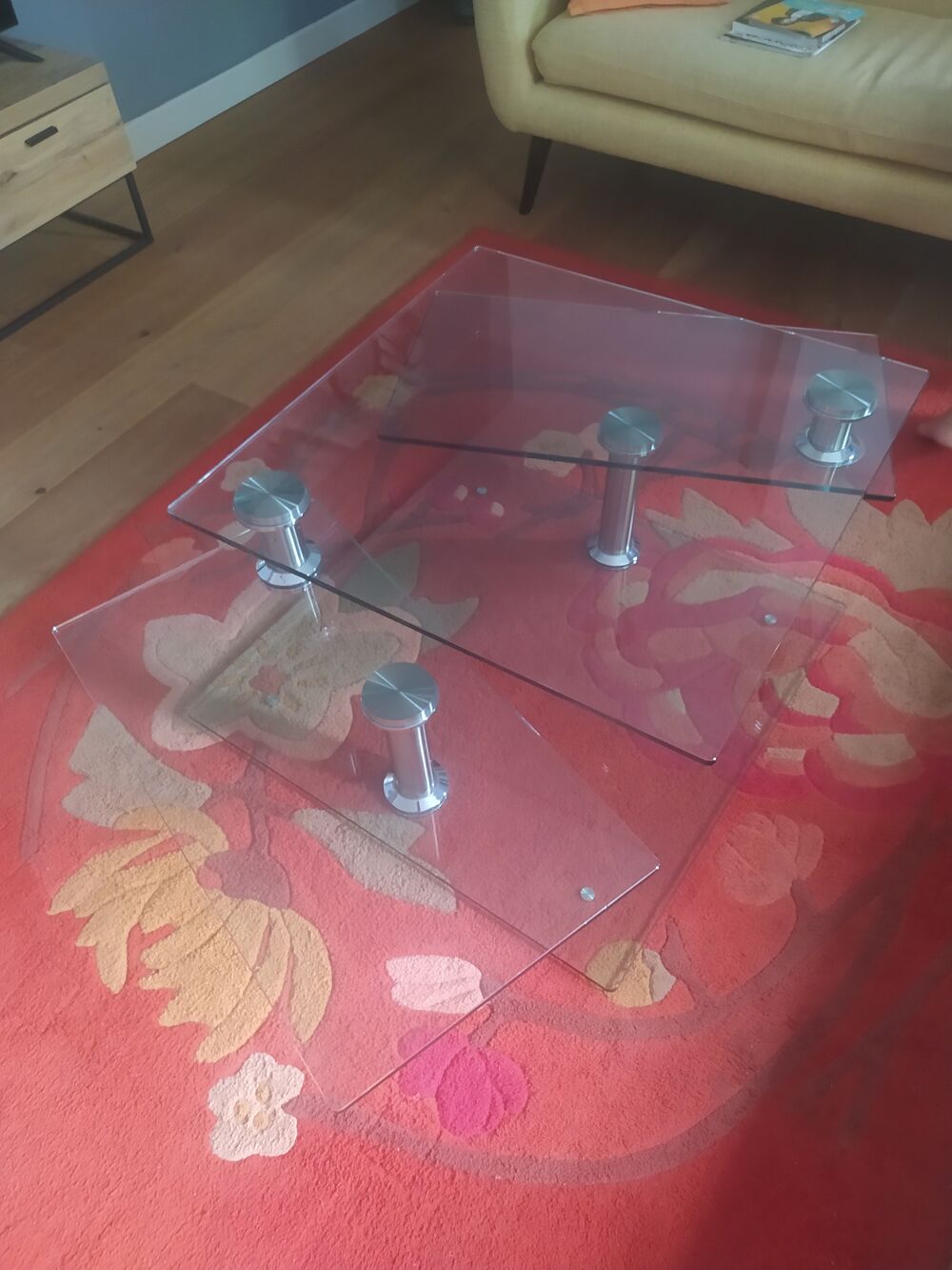 TABLE BASSE DESIGN EN VERRE &amp; ACIER Meubles