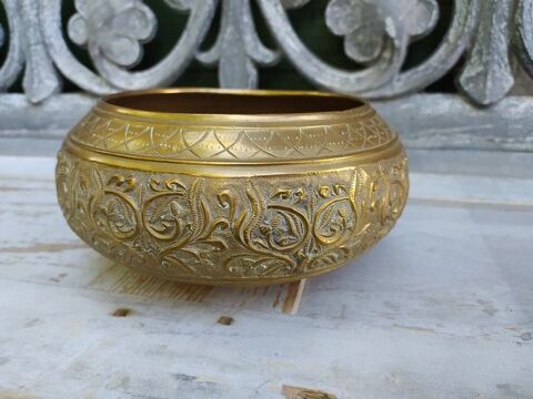 Ancien Bassin Oriental en Bronze Cisel Orientaliste Asian 250 Loches (37)