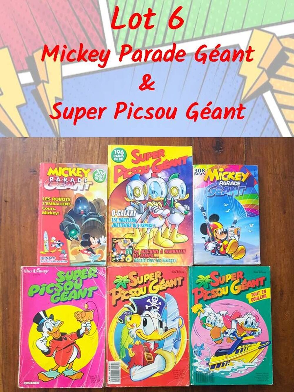 Mickey Parade G&eacute;ant &amp; Super Picsou G&eacute;ant - Lot 6 num&eacute;ros anc Livres et BD