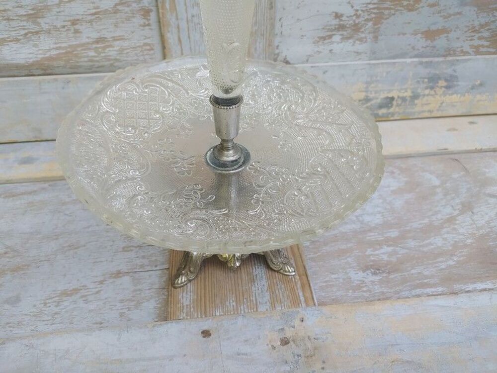 Ancien Surtout de Table Tulipier Verre Moul&eacute; et R&eacute;gule 
Décoration