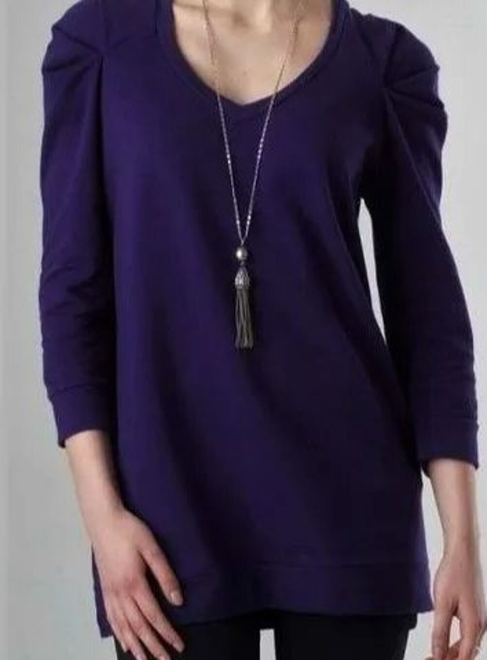 Pull tunique violet L 70 cm M . fronc&eacute;es T 38 - 40 / 40 Vêtements