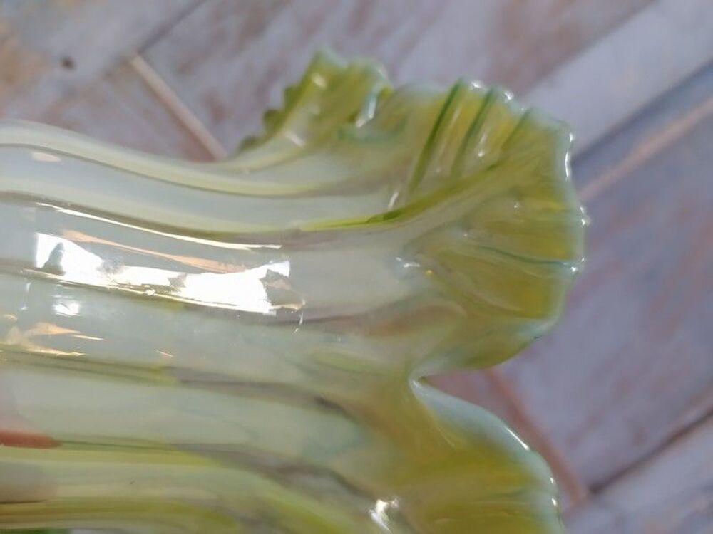 Tulipe de Lampe Fleurs Verre Souffl&eacute; P&eacute;tales Jaune Clichy Décoration