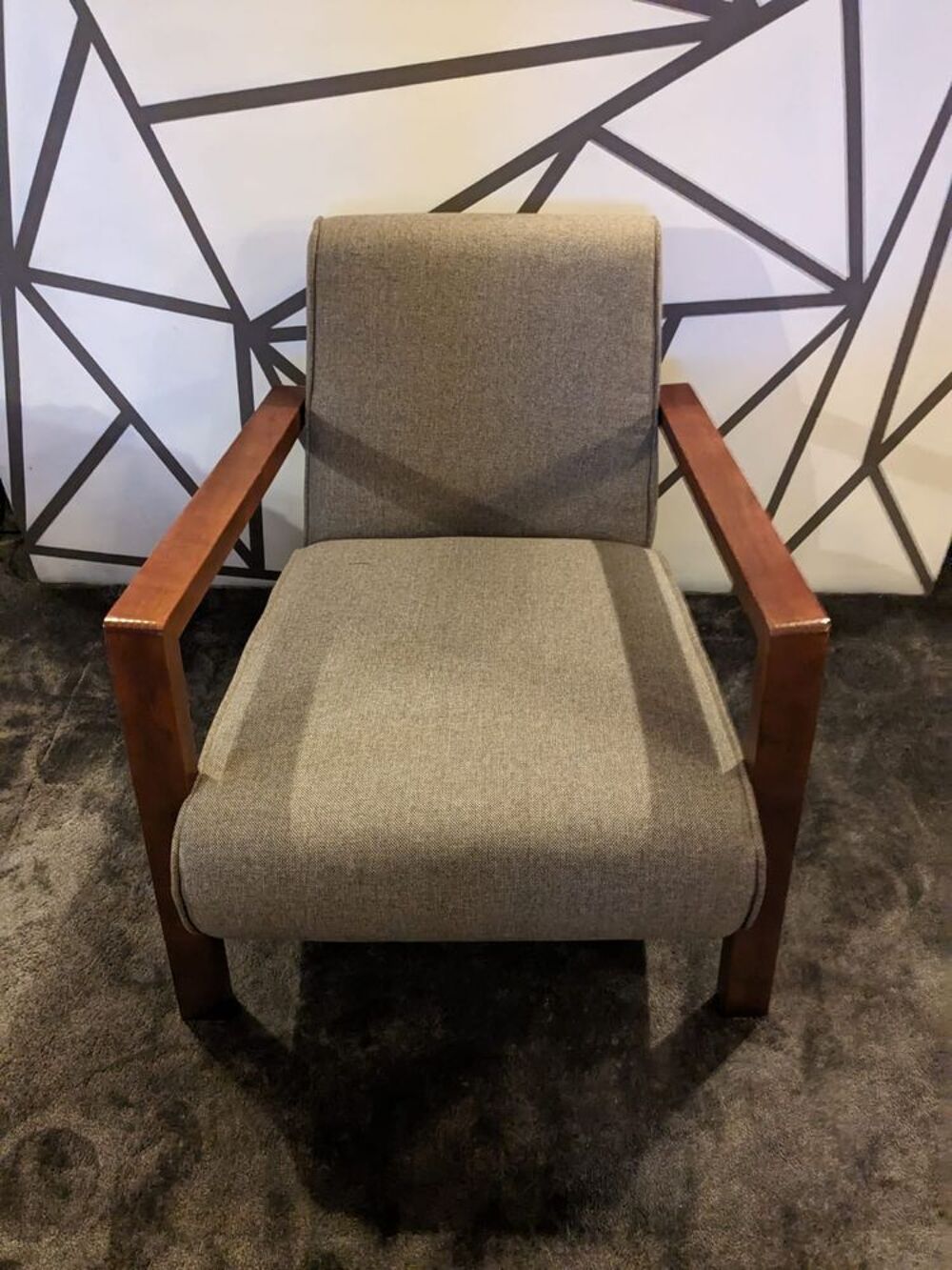 3 FAUTEUILS AM PM BEIGE SABLE - ETAT NEUF - ACCOUDOIRS BOIS Meubles