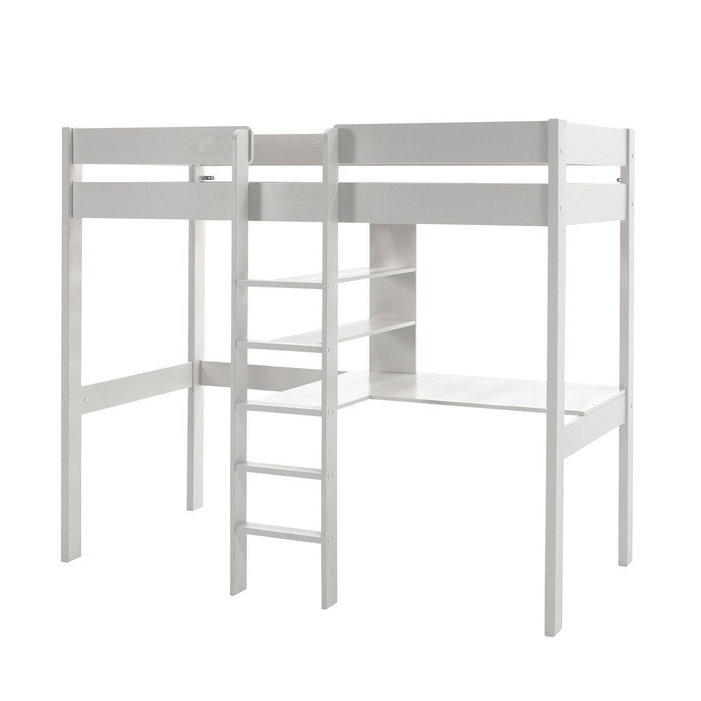 lit mezzanine blanc avec bureau. PINO Meubles