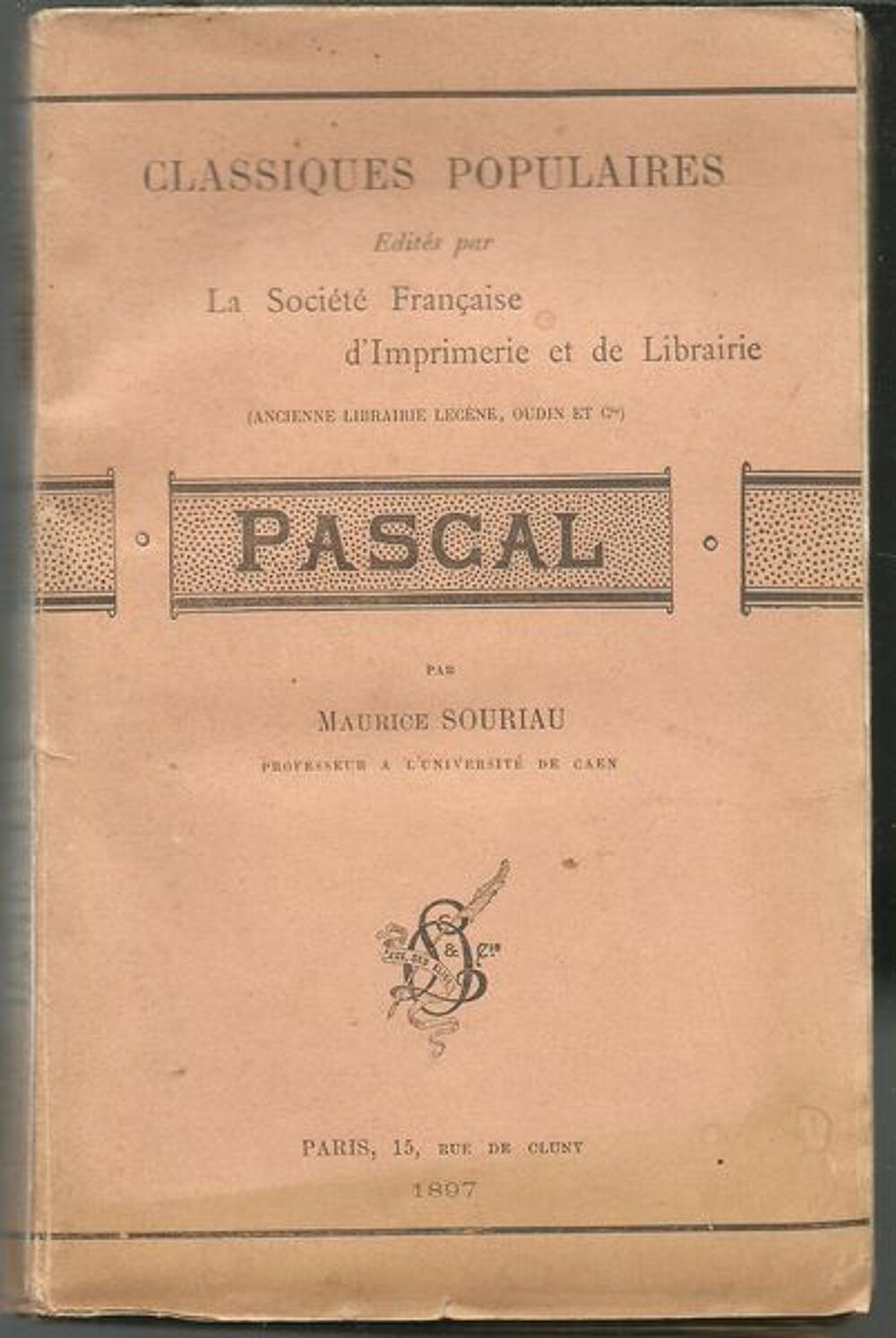 PASCAL par Maurice SOURIAU 1897 Livres et BD