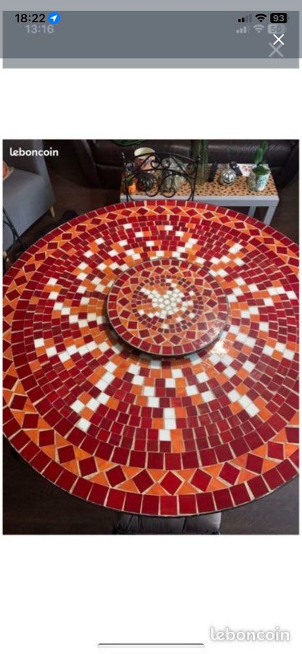 Table Mosa&iuml;que + chaises Jardin