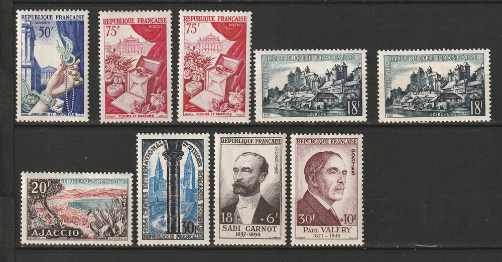 Timbres Neufs avec charni&egrave;re CARTON Ann&eacute;e 50 