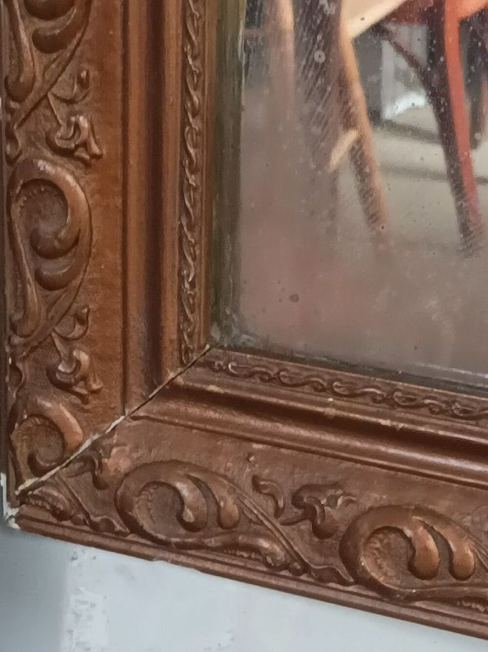 Miroir cadre bois Pl&acirc;tre dor&eacute; patin&eacute; dpc 0923079 ancien Décoration