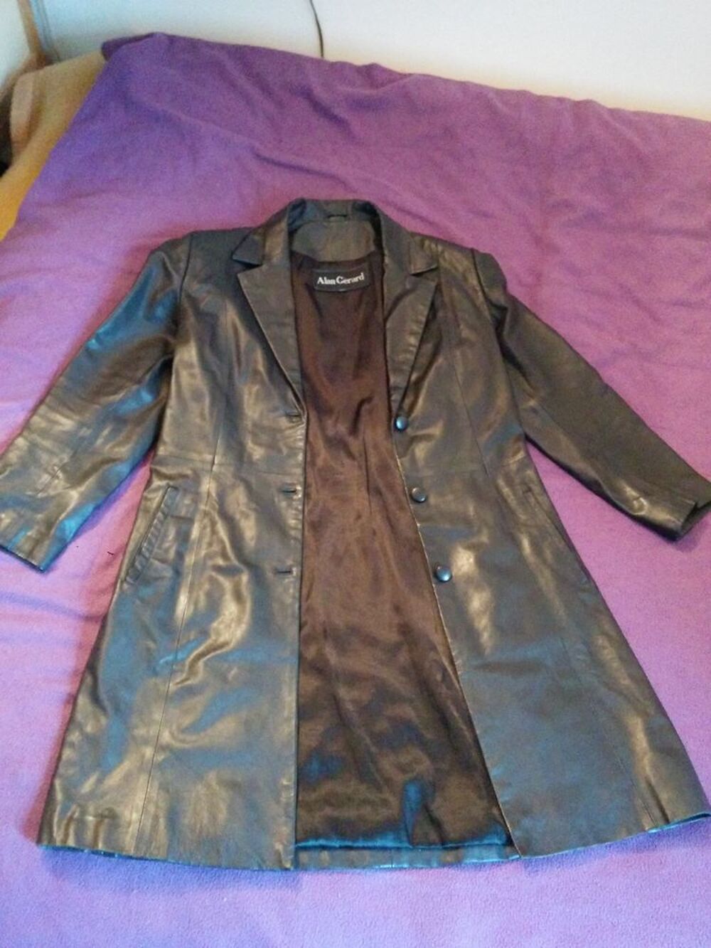 Veste en cuir longue Vêtements