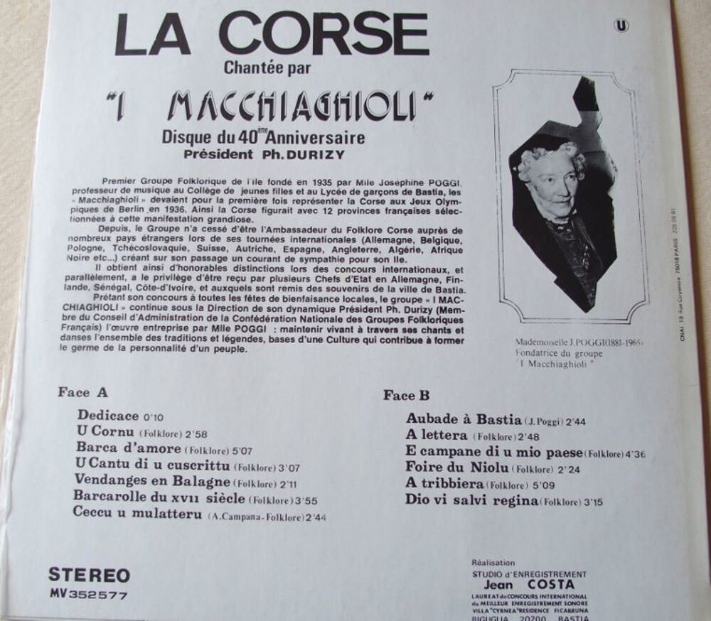 Vinyl La CORSE I MACCHIAGHIOLI CD et vinyles