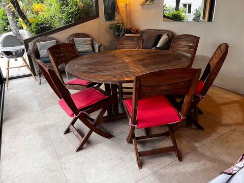 SALON DE JARDIN EN TECH, TABLE RONDE PLUS SIX CHAISES 320 Bouc-Bel-Air (13)