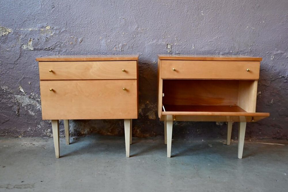 Paire de chevets tables de nuit vintage scandinave Meubles