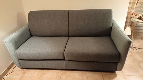 Canapé 3 places tissu gris bleu 300 Campénéac (56)