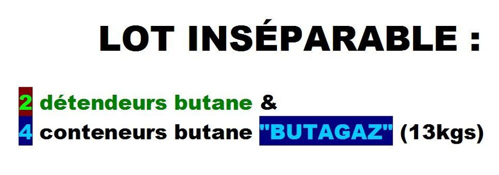 lot de 2 d&eacute;tendeurs et 4 bouteilles 13kgs de butane vides Bricolage