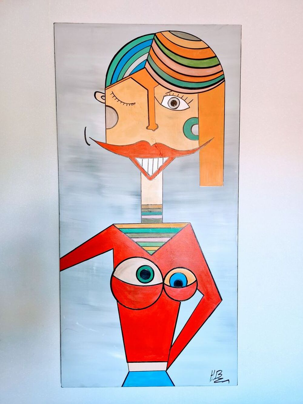 Tableau peinture acrylique Charming girl, fait a la main Décoration