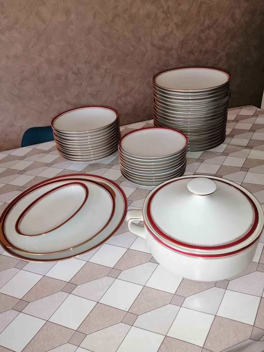 Service de table porcelaine SOFAFILS 48 pi&egrave;ces Décoration