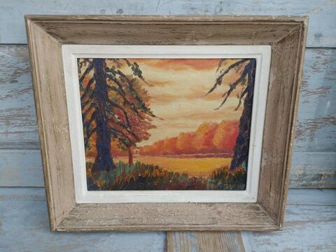 Tableau Paysage Lacustre Flamboyant Signé P. Coudreau 80 Loches (37)