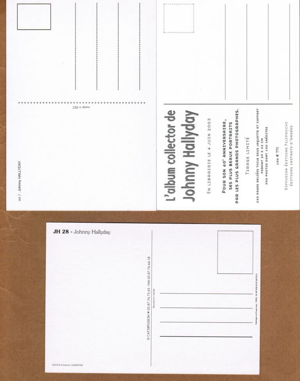 Lot 3 cartes Johnny Hallyday 