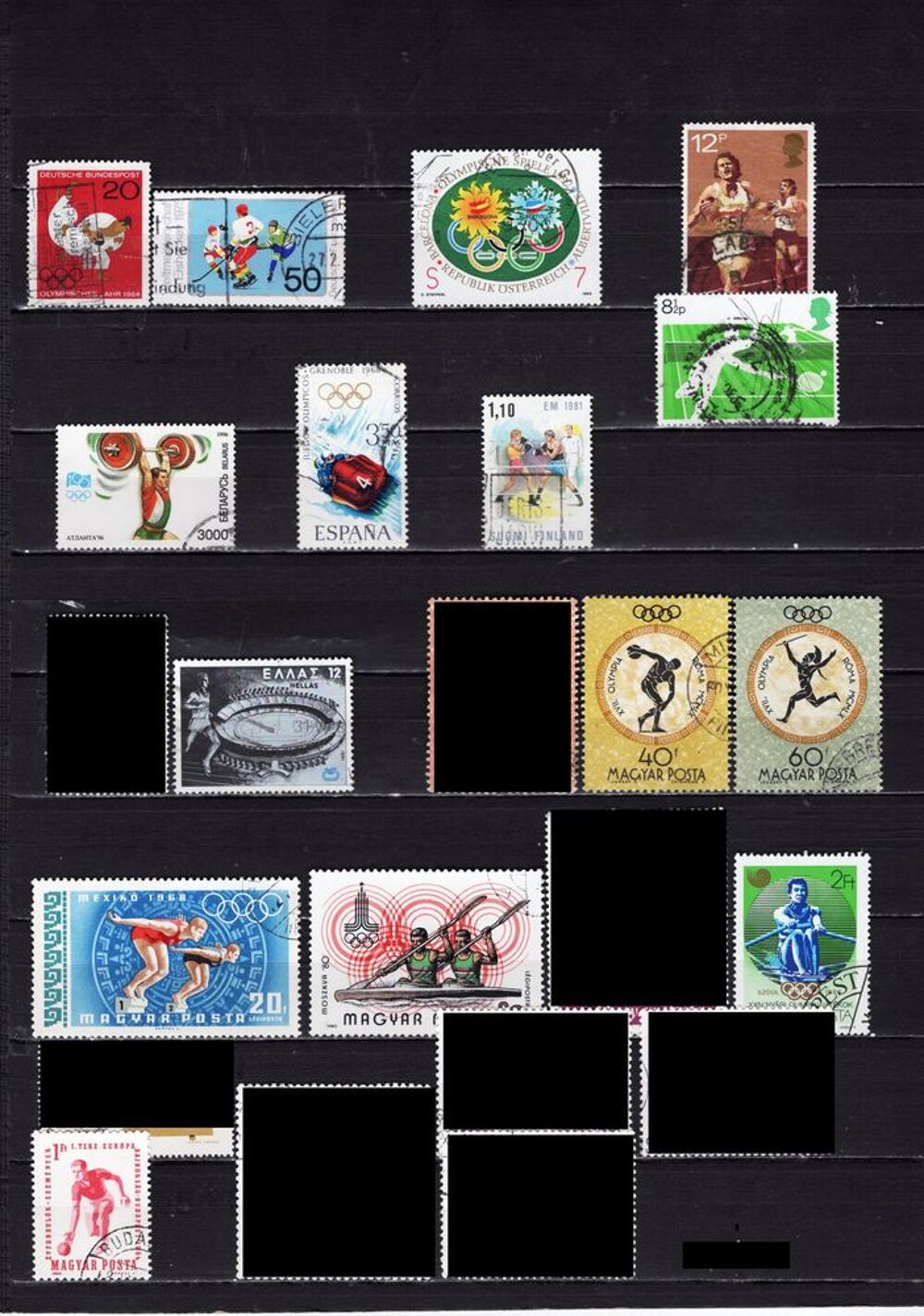 lot de 55 timbres de PAYS d'EUROPE sur les SPORTS 