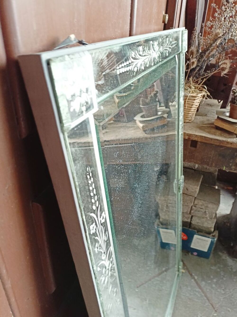 Miroir Ancien &quot; Verre Grav&eacute; &quot; Meubles