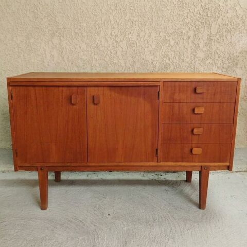 Buffet scandinave vintage en teck avec tablette bureau 680 Malataverne (26)