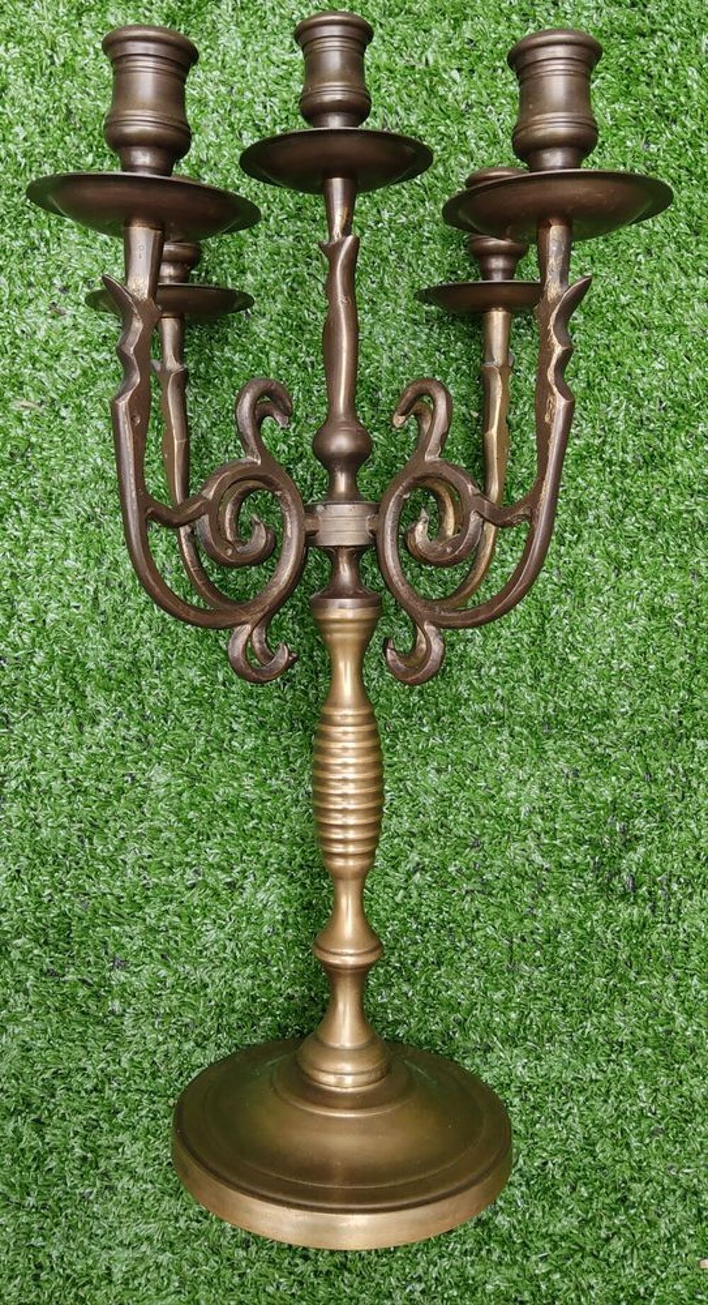 Cand&eacute;labre/ Bougeoir en Bronze Vintage. Décoration