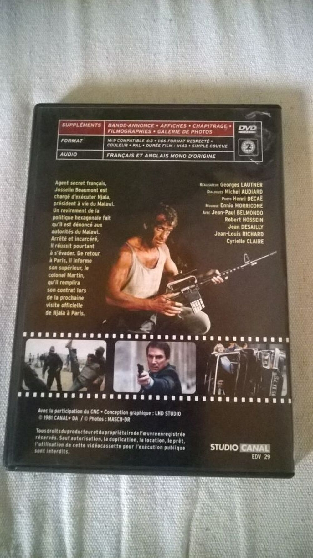 DVD BELMONDO
LE PROFESSIONNEL
1981
Excellent etat
Agent DVD et blu-ray