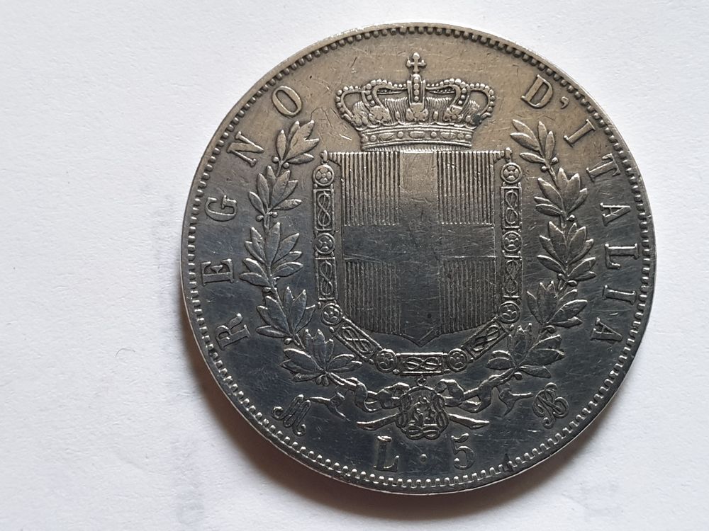 Pi&egrave;ce 5 Lire Argent 1870 Milano 