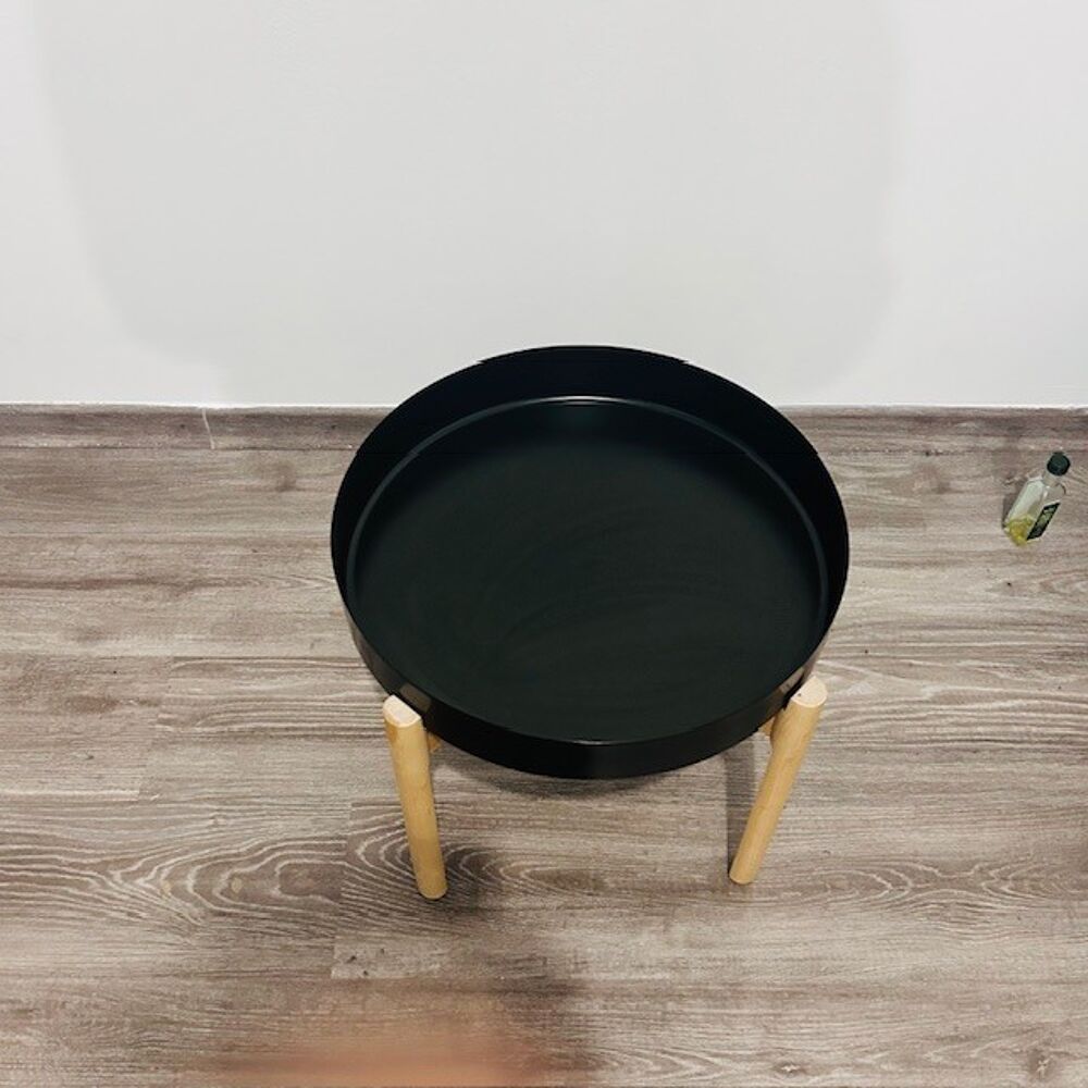 Table basse ronde noir et bois Meubles