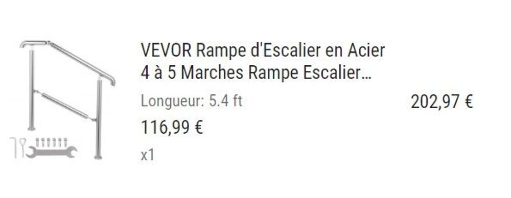 Rampe d'escalier pour 4-5 marches en acier inoxydable. Jardin