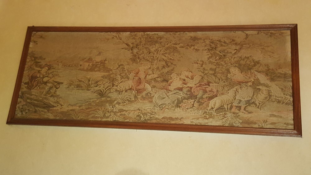 tapisserie ancienne "berg&egrave;re et moutons) Décoration