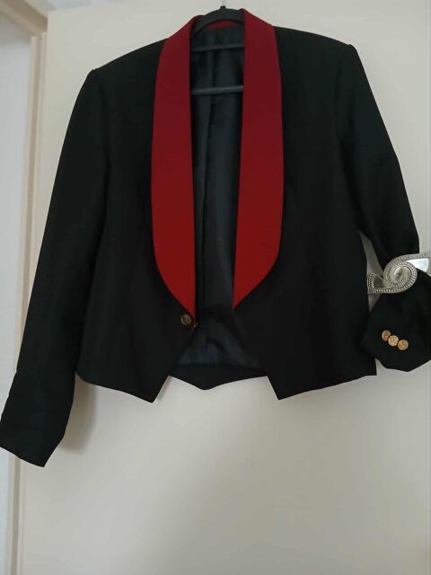  Veste talle 50 spencer neuve noire col rouge N°1423 10 Beaune (21)