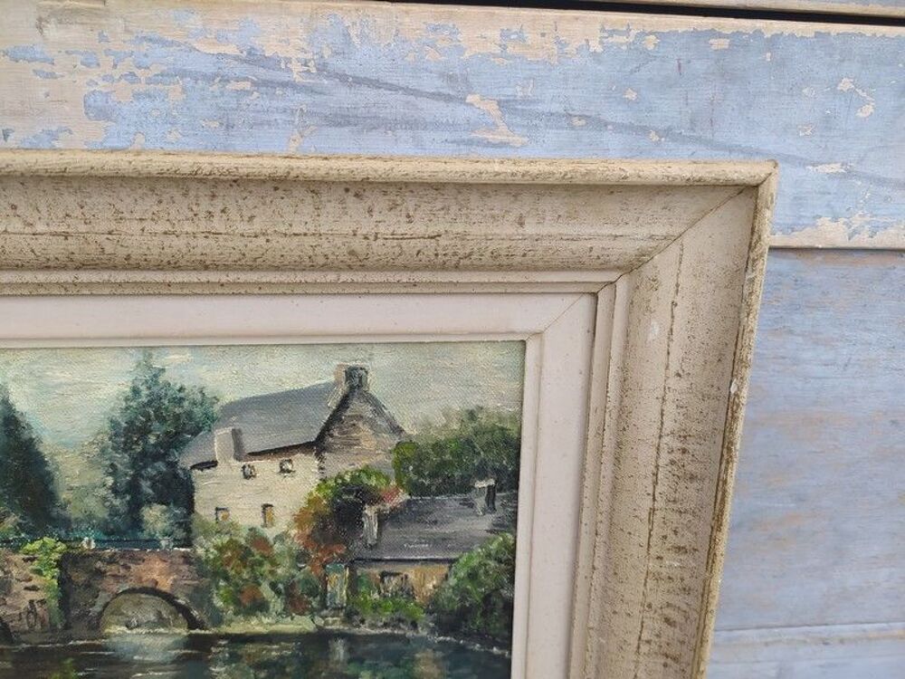 Tableau Pont Fleuri &agrave; Quimperl&eacute; Sign&eacute; M. Fazan 