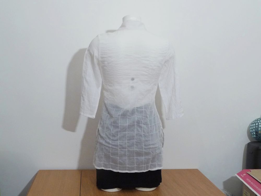 Chemise/ Tunique Blanc Mi Longue &agrave; Manches 3/4- Rayure Paris Vêtements