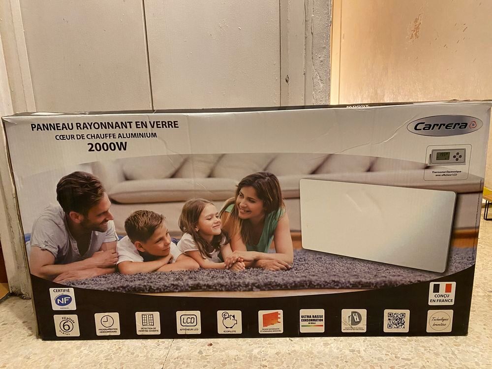 Panneau rayonnant en verre 2000 W- NEUF - Facture Electroménager