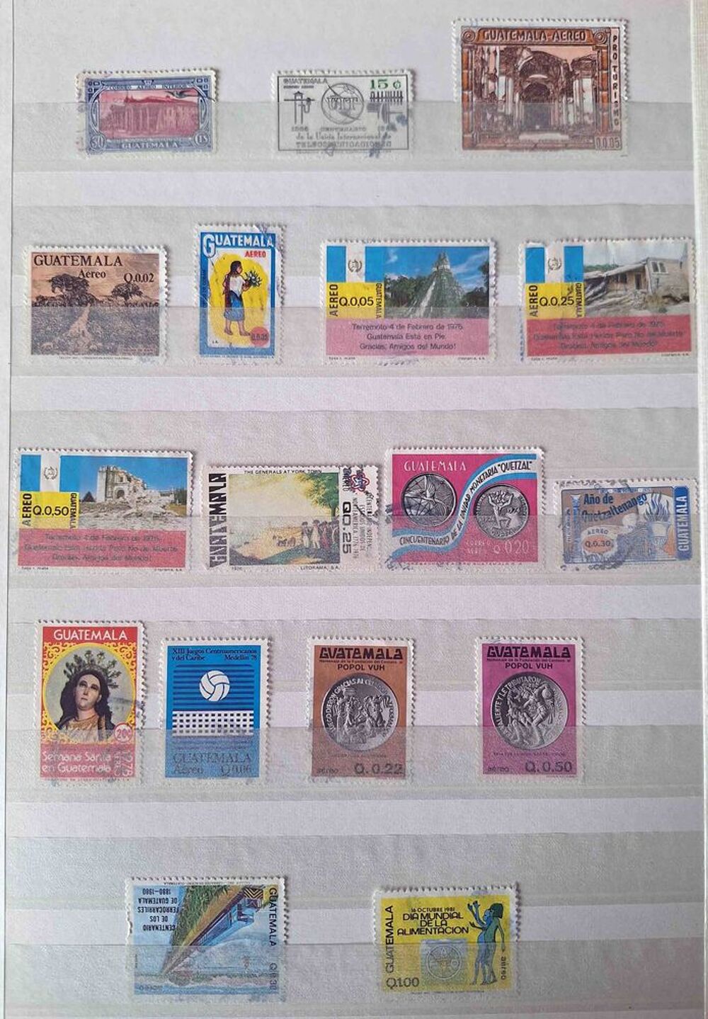 S&eacute;rie de timbres de collection du Guatemala 