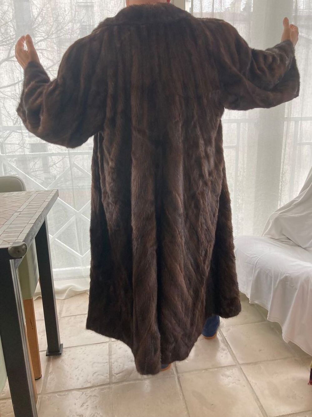 Manteau long en vison marron Vêtements