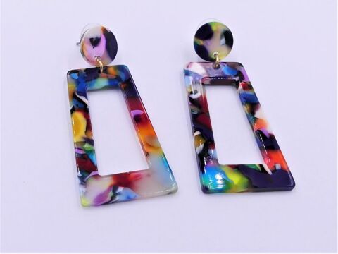 Boucles d'oreilles rectangulaires, rsine 6 Viroflay (78)
